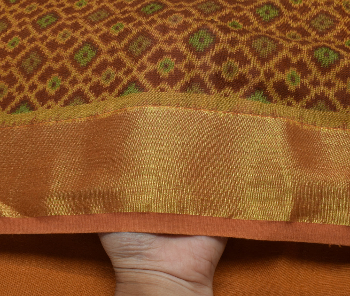 Sushila Vintage Brown Saree 100% Pure Cotton Printed 5 Yard  Soft Craft Fabric