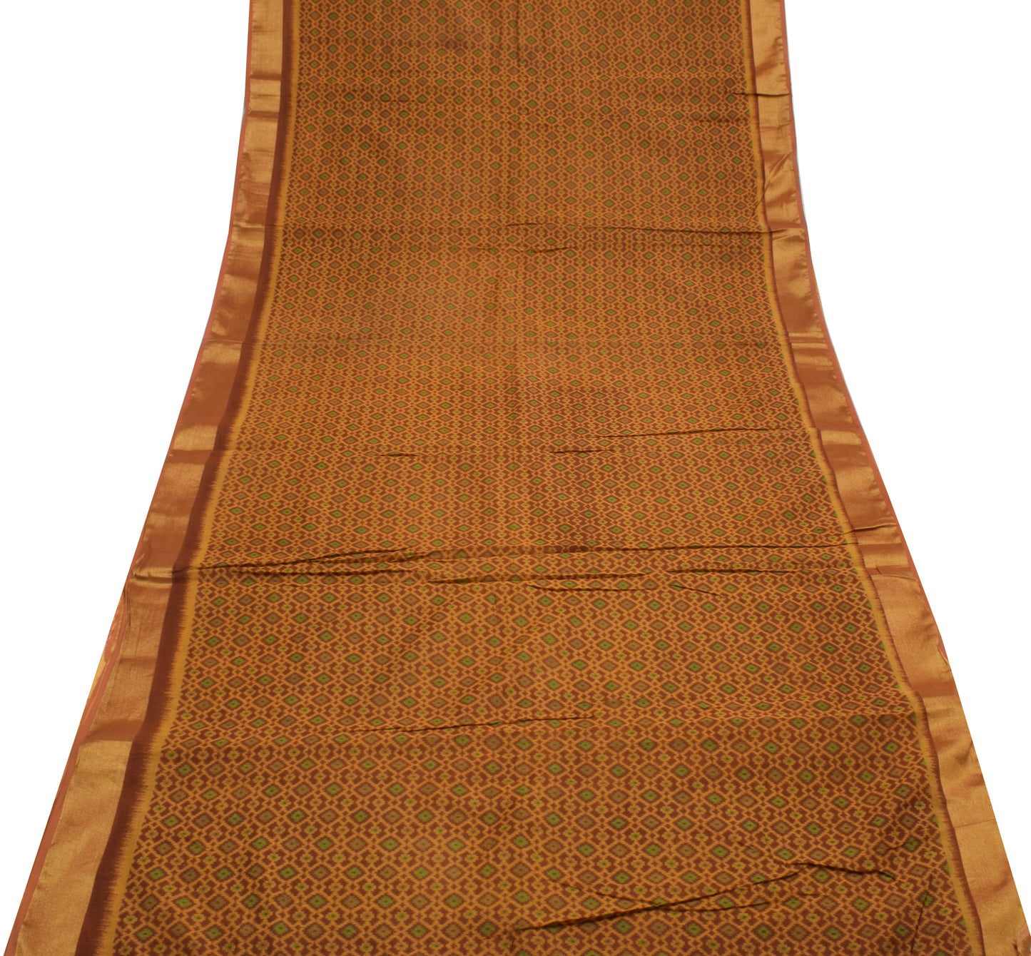 Sushila Vintage Brown Saree 100% Pure Cotton Printed 5 Yard  Soft Craft Fabric