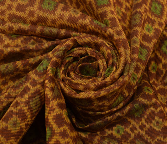 Sushila Vintage Brown Saree 100% Pure Cotton Printed 5 Yard  Soft Craft Fabric
