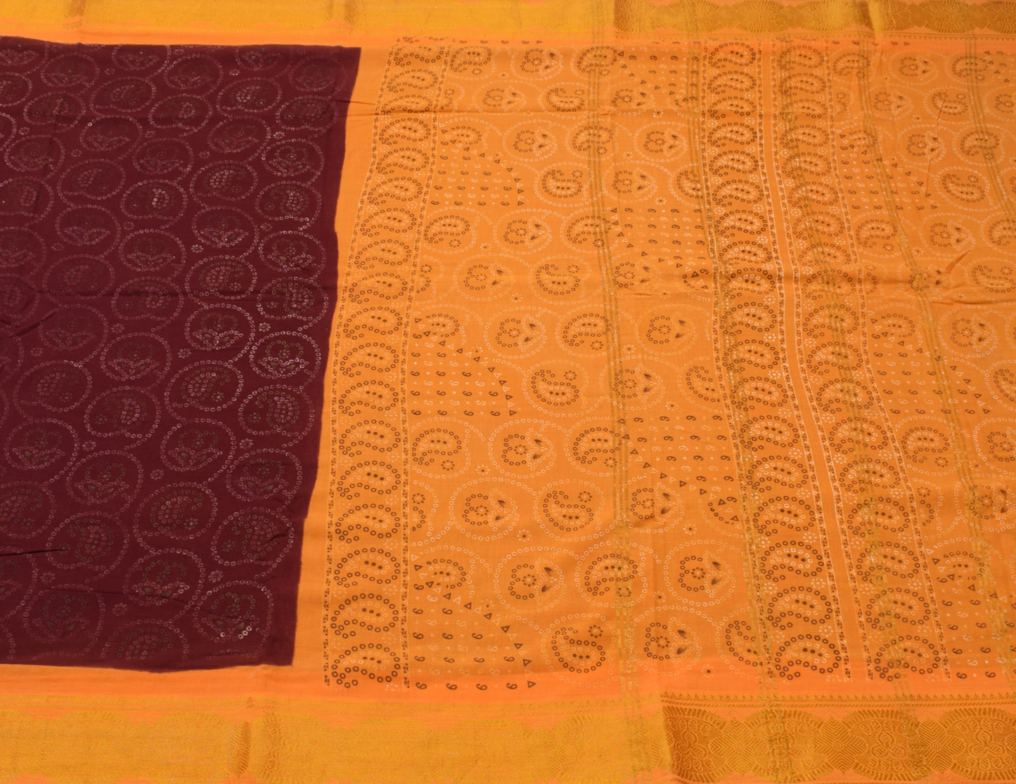 Sushila Vintage Maroon Saree 100% Pure Cotton Bandhani Printed Soft Craft Fabric