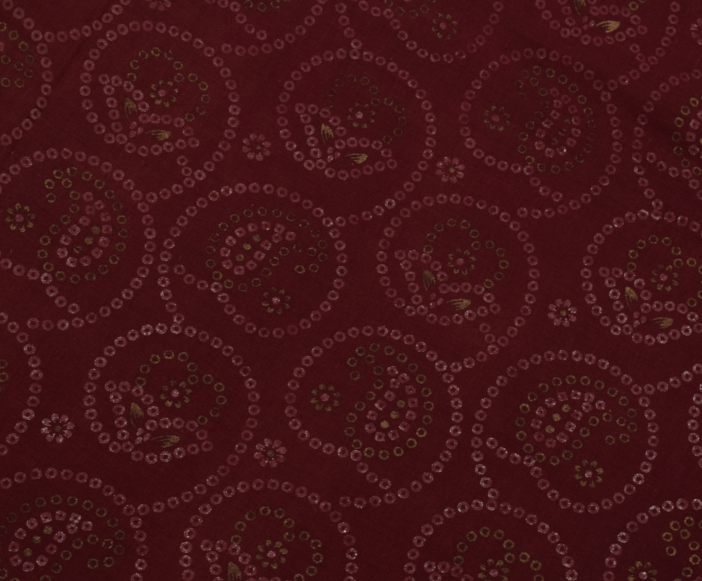 Sushila Vintage Maroon Saree 100% Pure Cotton Bandhani Printed Soft Craft Fabric