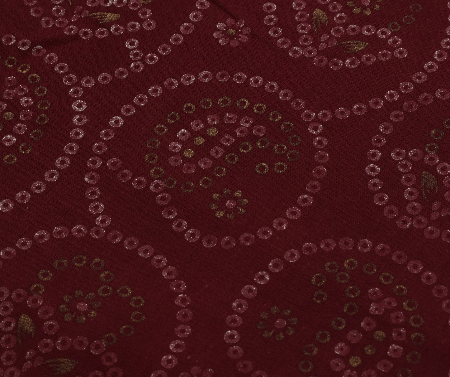 Sushila Vintage Maroon Saree 100% Pure Cotton Bandhani Printed Soft Craft Fabric