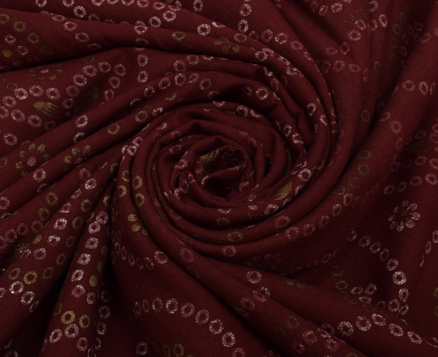 Sushila Vintage Maroon Saree 100% Pure Cotton Bandhani Printed Soft Craft Fabric