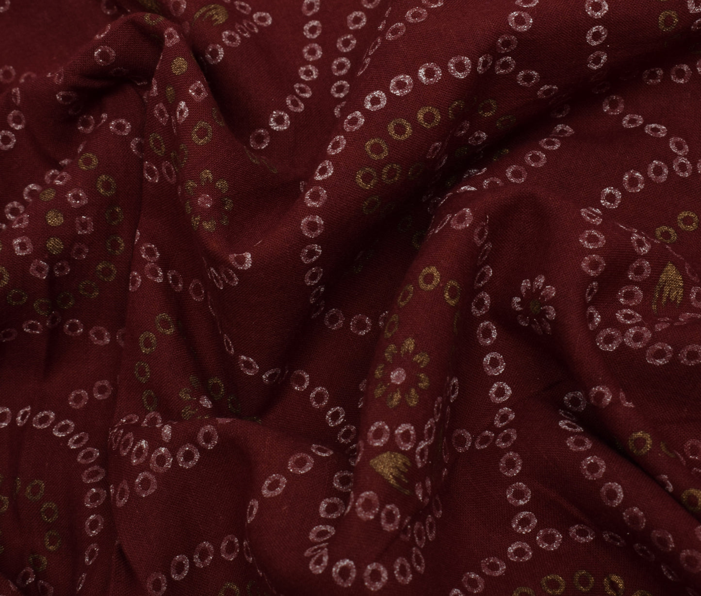 Sushila Vintage Maroon Saree 100% Pure Cotton Bandhani Printed Soft Craft Fabric