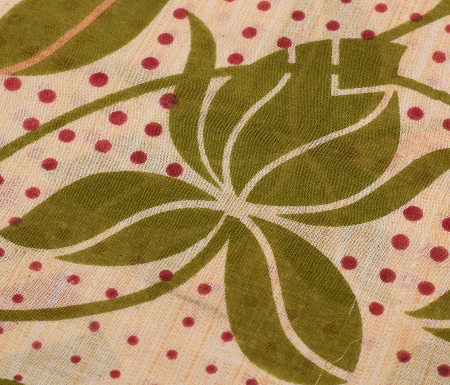 Sushila Vintage Cream Saree 100% Pure Cotton Printed Floral Soft Craft Fabric