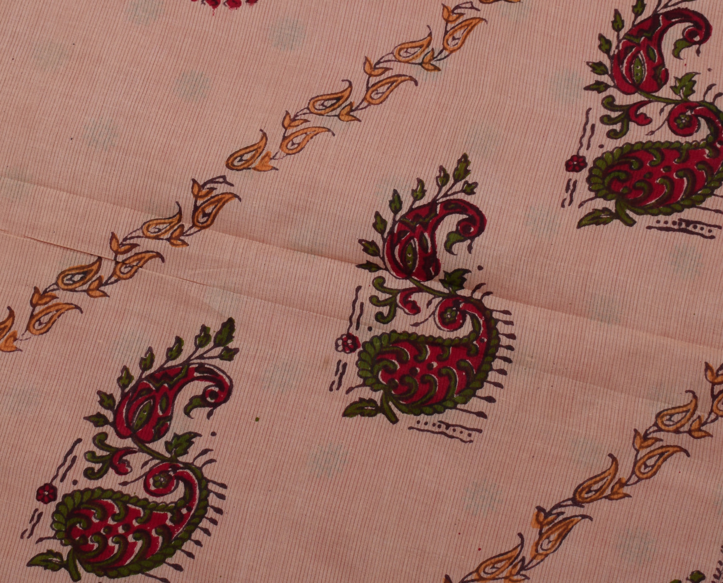 Sushila Vintage Indian Saree 100% Pure Cotton Hand Printed Soft Craft Fabric