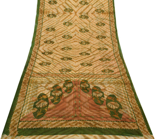 Sushila Vintage Indian Saree 100% Pure Cotton Printed Floral Soft Craft Fabric