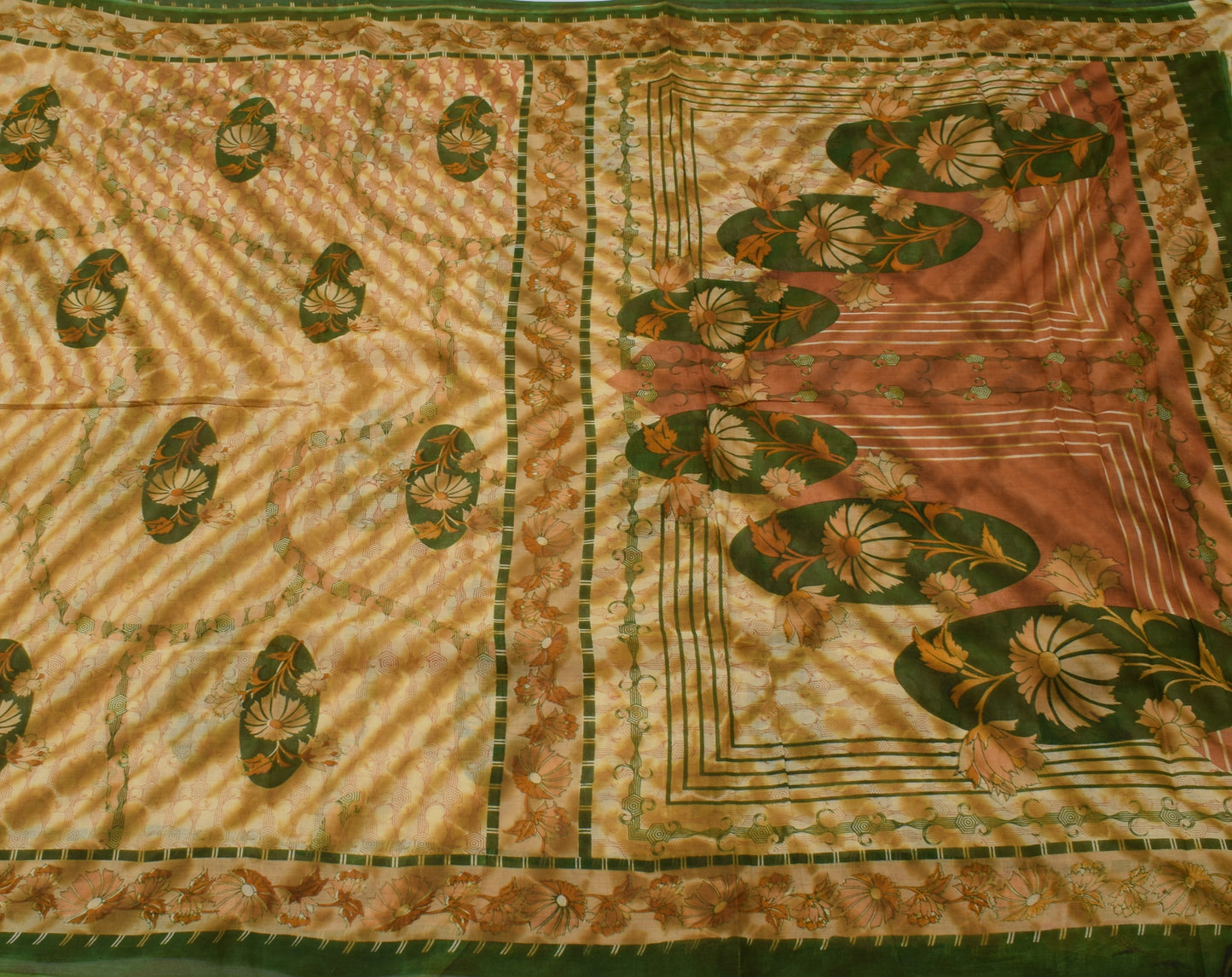 Sushila Vintage Indian Saree 100% Pure Cotton Printed Floral Soft Craft Fabric