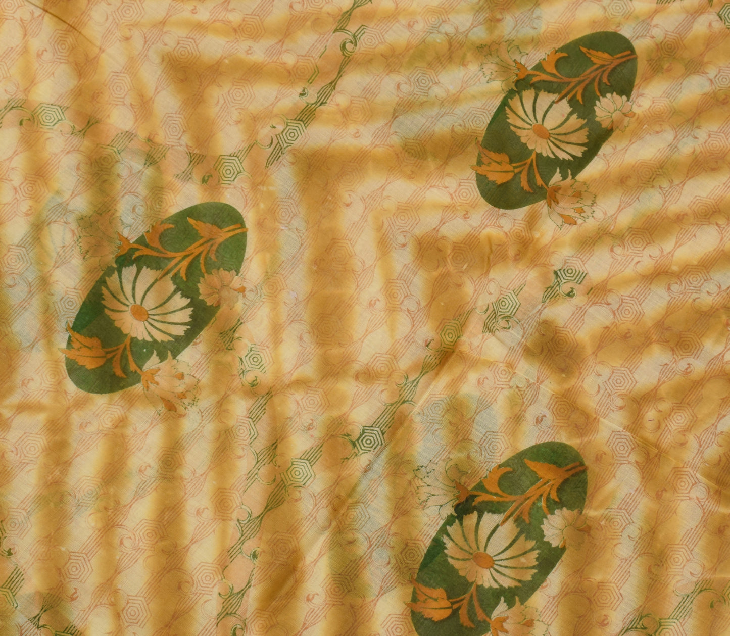 Sushila Vintage Indian Saree 100% Pure Cotton Printed Floral Soft Craft Fabric