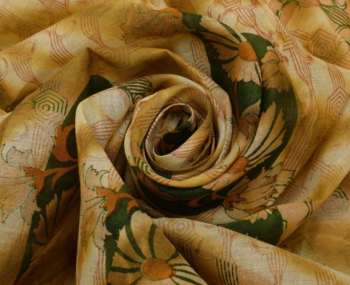 Sushila Vintage Indian Saree 100% Pure Cotton Printed Floral Soft Craft Fabric