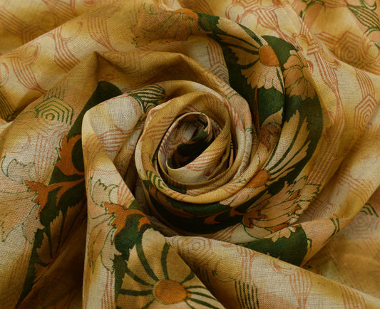 Sushila Vintage Indian Saree 100% Pure Cotton Printed Floral Soft Craft Fabric