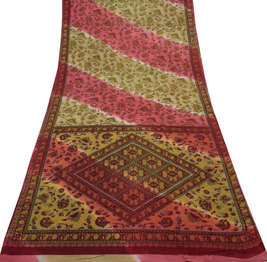 Sushila Vintage Indian Saree 100% Pure Cotton Printed Floral Soft Craft Fabric