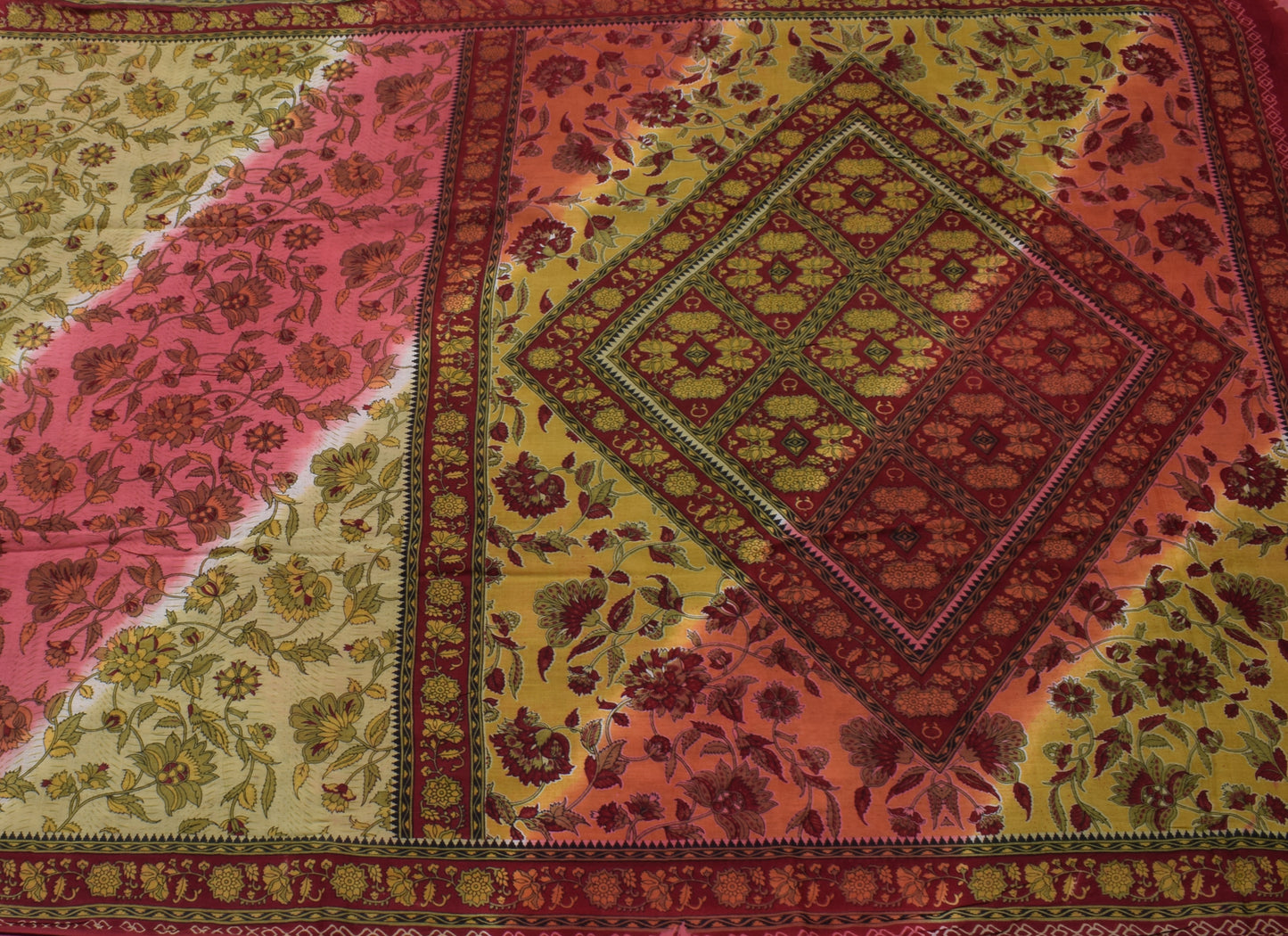 Sushila Vintage Indian Saree 100% Pure Cotton Printed Floral Soft Craft Fabric