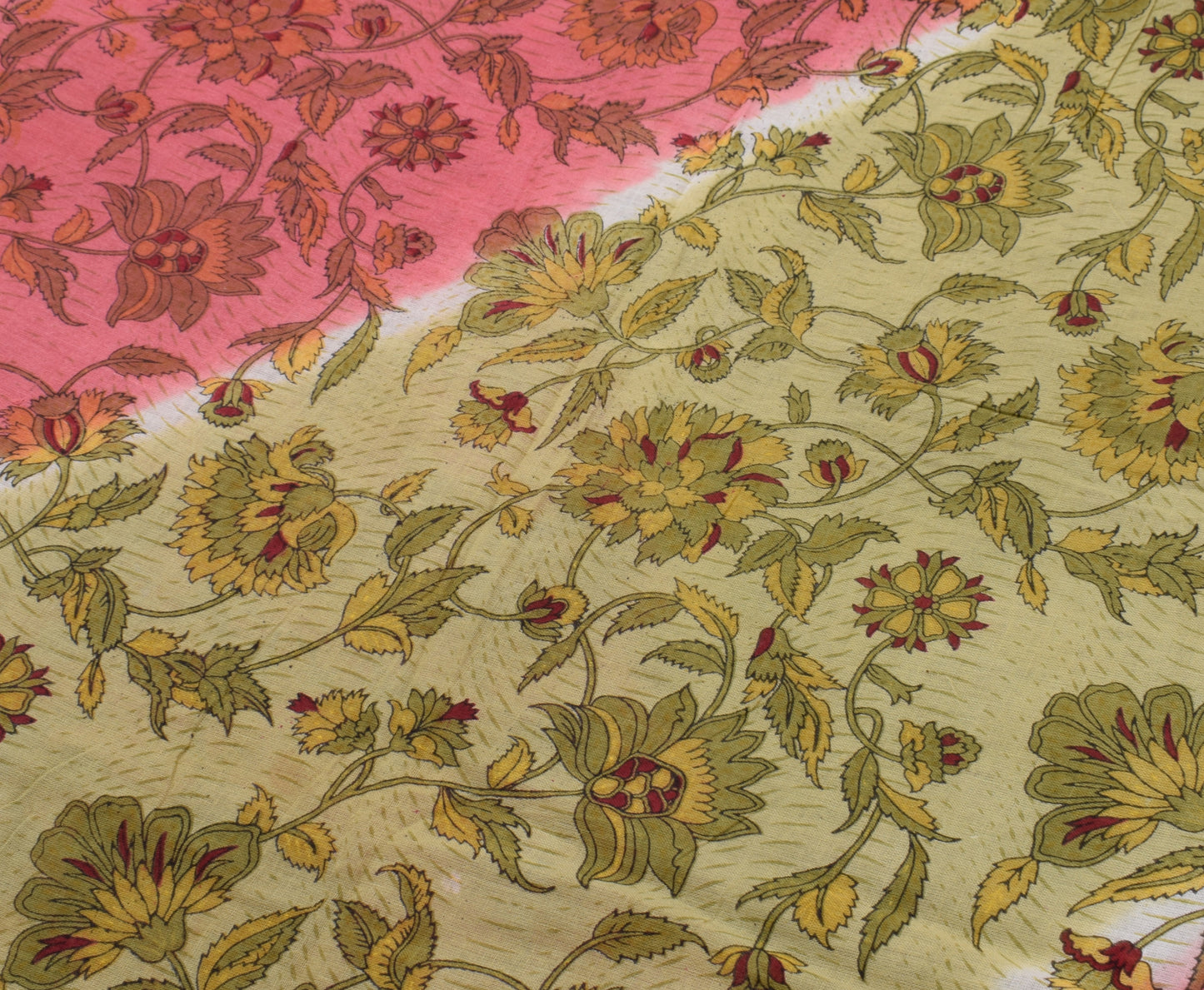 Sushila Vintage Indian Saree 100% Pure Cotton Printed Floral Soft Craft Fabric