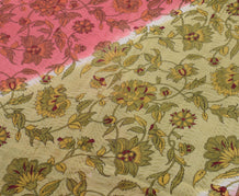 Sushila Vintage Indian Saree 100% Pure Cotton Printed Floral Soft Craft Fabric