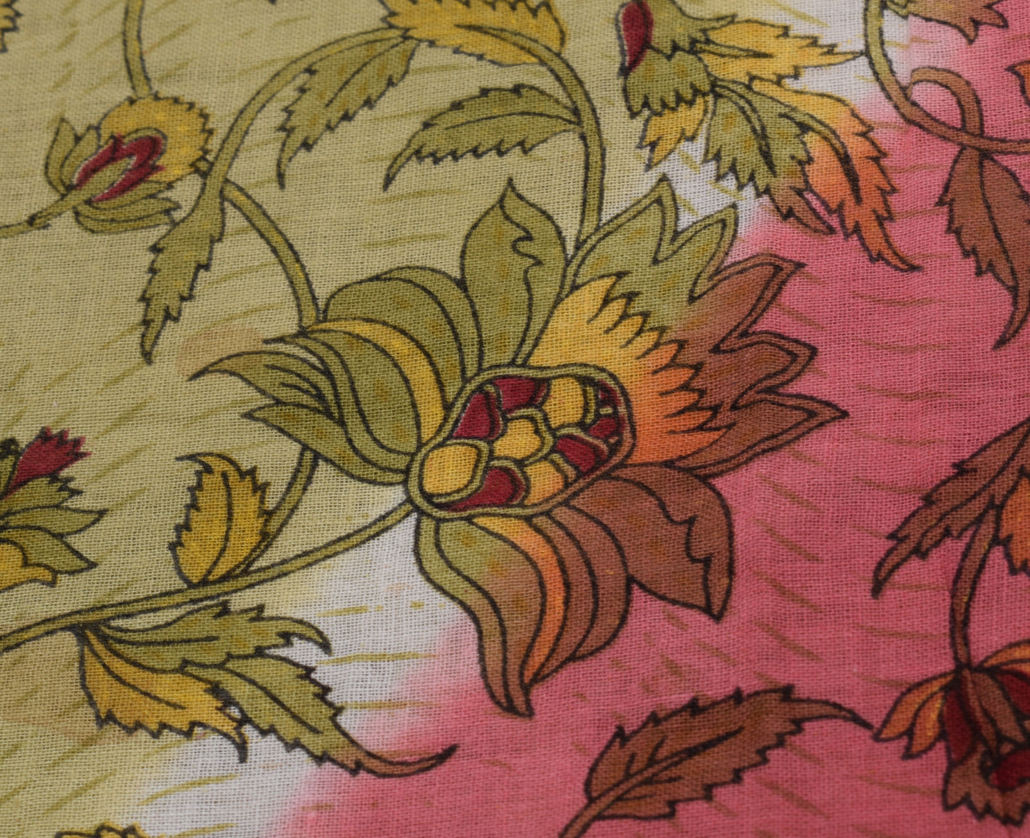 Sushila Vintage Indian Saree 100% Pure Cotton Printed Floral Soft Craft Fabric