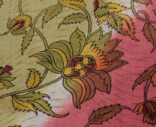 Sushila Vintage Indian Saree 100% Pure Cotton Printed Floral Soft Craft Fabric
