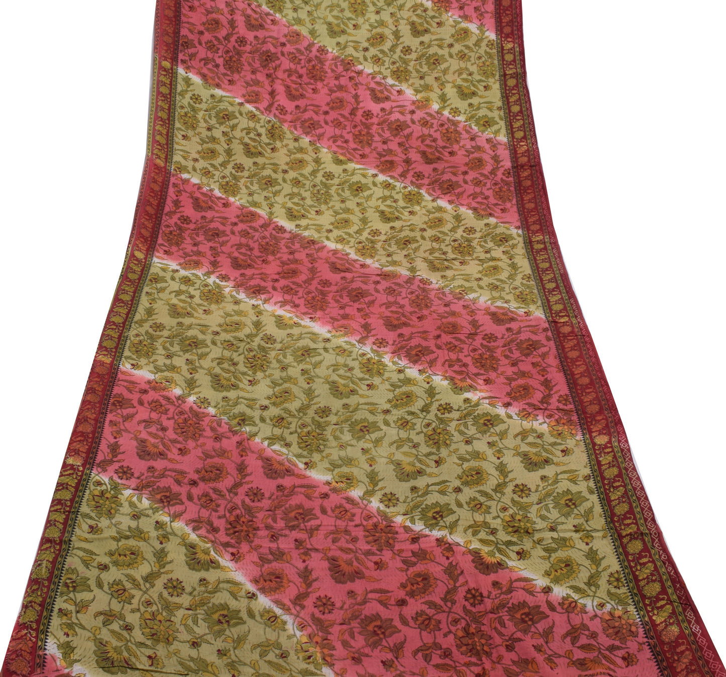 Sushila Vintage Indian Saree 100% Pure Cotton Printed Floral Soft Craft Fabric