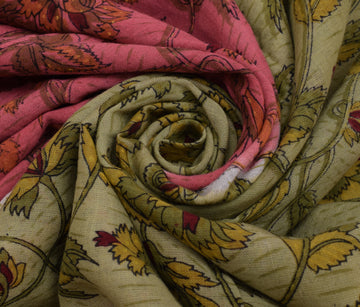 Sushila Vintage Indian Saree 100% Pure Cotton Printed Floral Soft Craft Fabric
