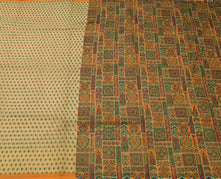 Sushila Vintage Light Brown Saree Blend Cotton Printed Floral Sheer Craft Fabric