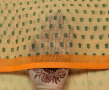 Sushila Vintage Light Brown Saree Blend Cotton Printed Floral Sheer Craft Fabric