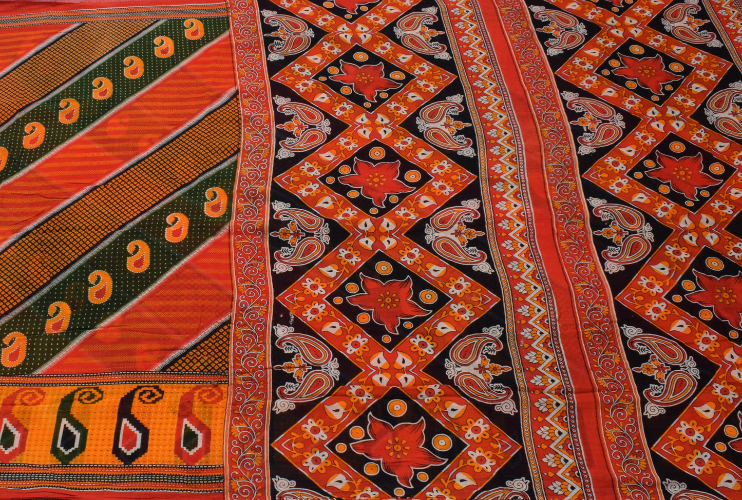 Sushila Vintage Indian Saree 100% Pure Cotton Printed Craft 5 Yard Sari Fabric