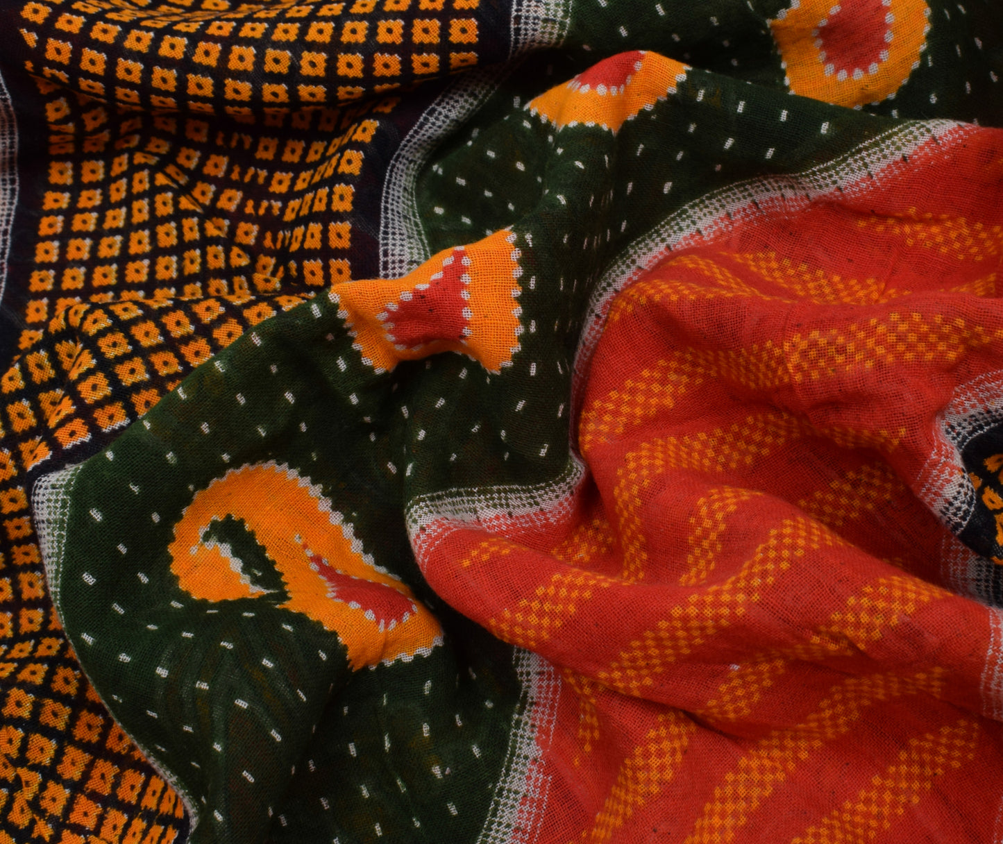Sushila Vintage Indian Saree 100% Pure Cotton Printed Craft 5 Yard Sari Fabric