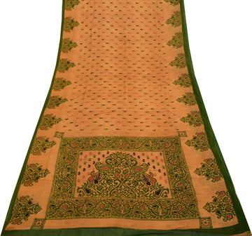 Sushila Vintage Indian Saree 100% Pure Cotton Printed Floral Soft Craft Fabric