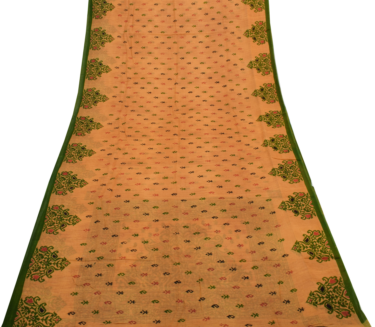 Sushila Vintage Indian Saree 100% Pure Cotton Printed Floral Soft Craft Fabric