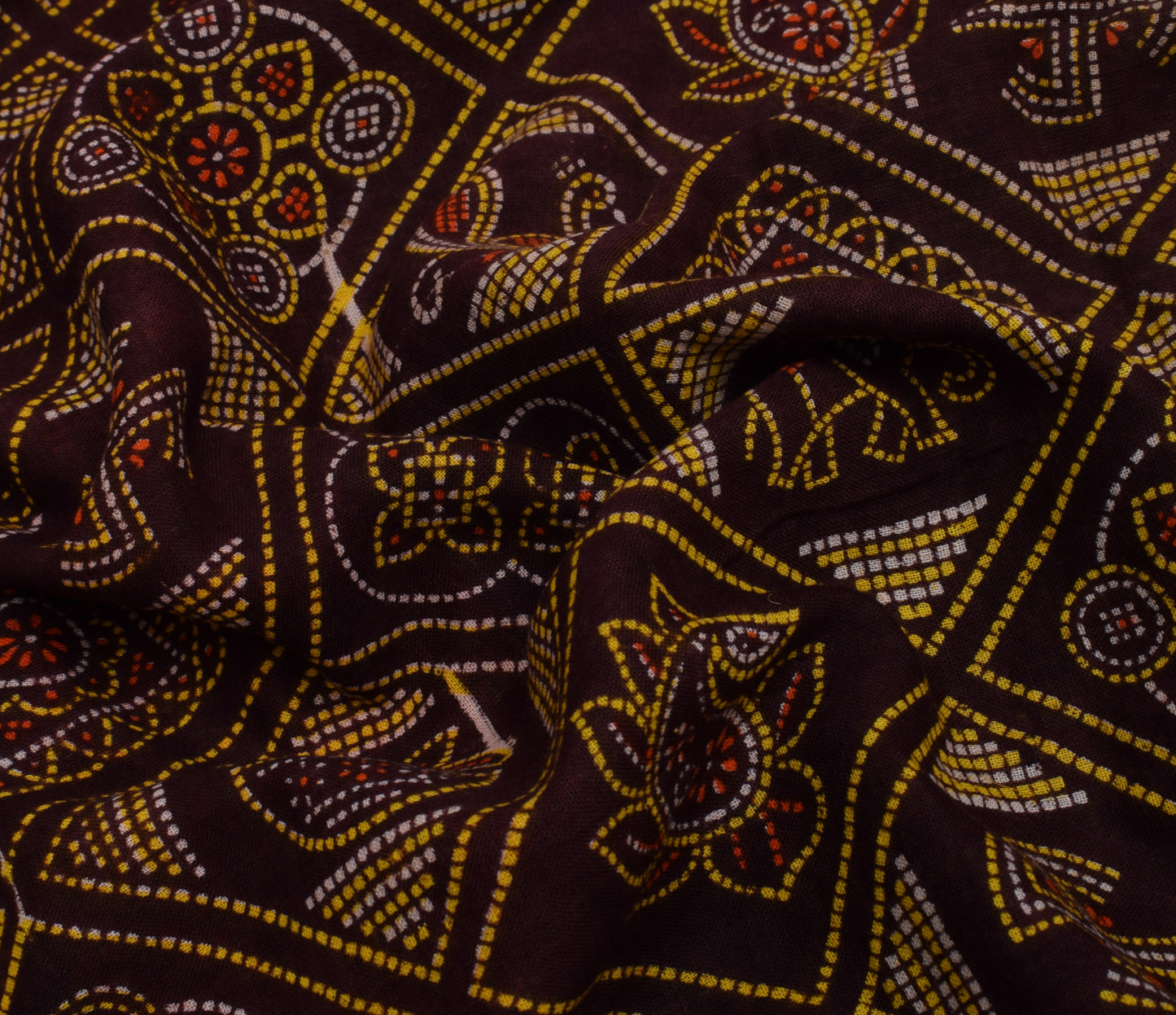 Sushila Vintage Indian Brown Saree 100% Pure Cotton Printed Soft Craft Fabric