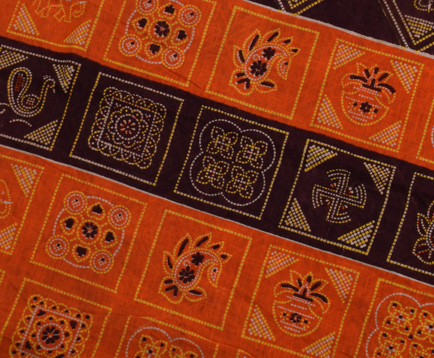 Sushila Vintage Indian Brown Saree 100% Pure Cotton Printed Soft Craft Fabric