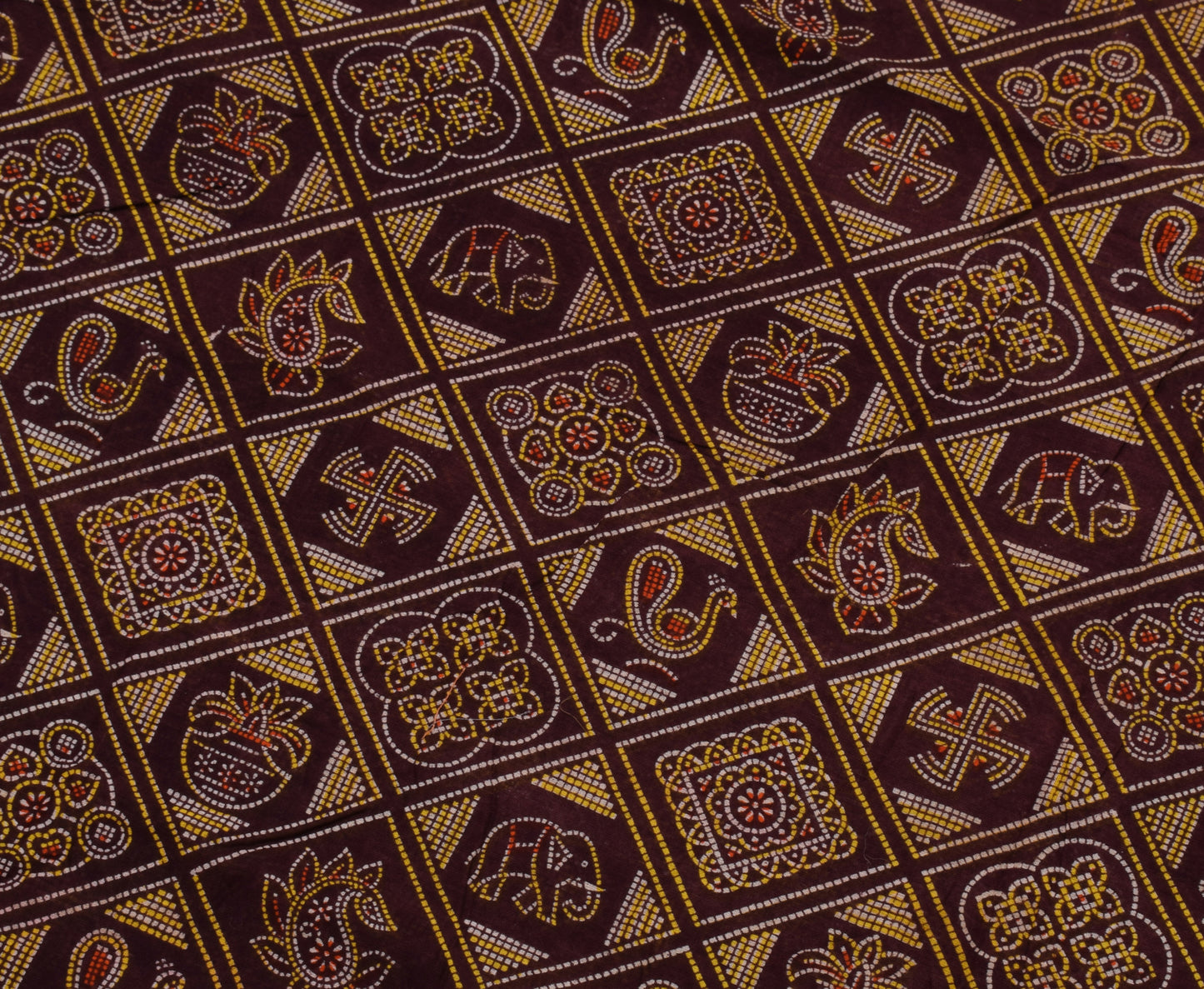 Sushila Vintage Indian Brown Saree 100% Pure Cotton Printed Soft Craft Fabric