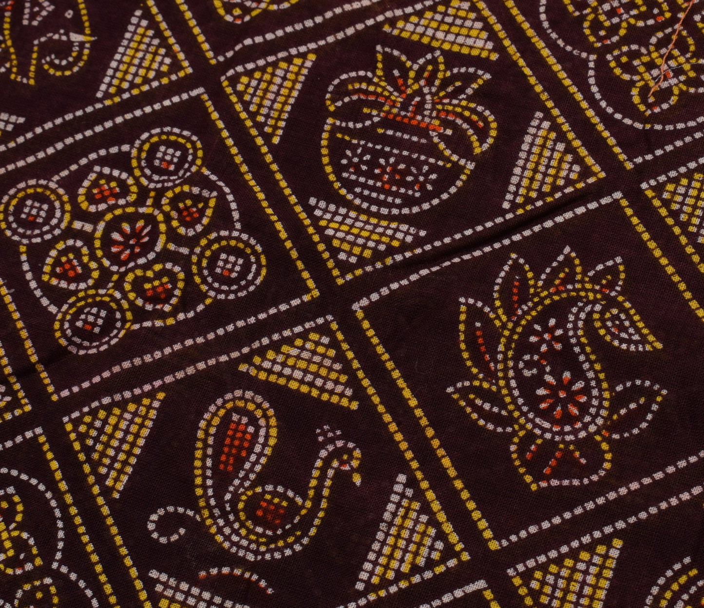 Sushila Vintage Indian Brown Saree 100% Pure Cotton Printed Soft Craft Fabric