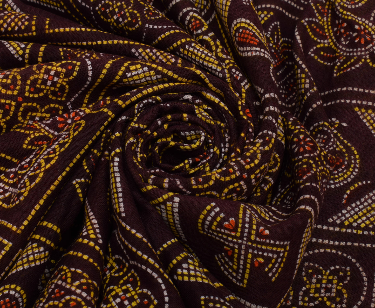 Sushila Vintage Indian Brown Saree 100% Pure Cotton Printed Soft Craft Fabric