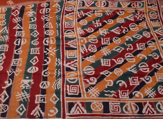 Sushila Vintage Multi-Color Saree Pure Cotton Batik Printed Soft Craft Fabric