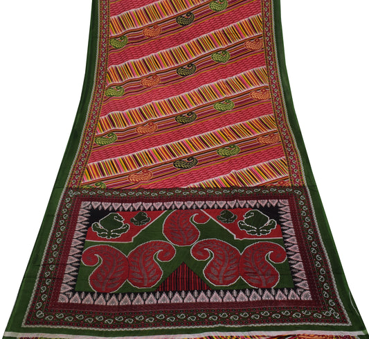 Sushila Vintage Multi-Color Saree Pure Cotton Printed Soft Craft Sari Fabric