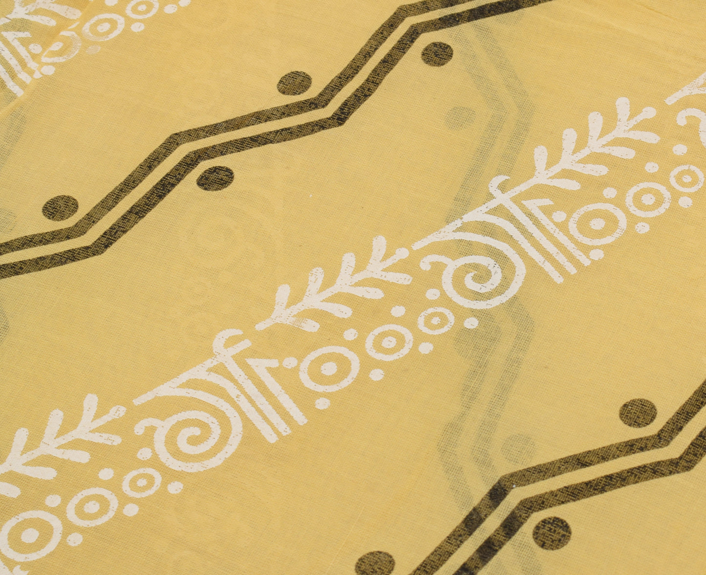 Sushila Vintage Cream Saree 100% Pure Cotton Printed Floral Craft 5 YD Fabric