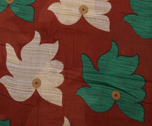 Sushila Vintage Brown Saree 100% Pure Cotton Printed Floral Soft Craft Fabric