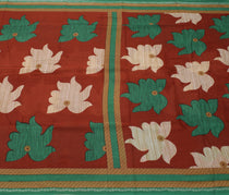 Sushila Vintage Brown Saree 100% Pure Cotton Printed Floral Soft Craft Fabric