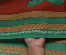 Sushila Vintage Brown Saree 100% Pure Cotton Printed Floral Soft Craft Fabric