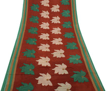 Sushila Vintage Brown Saree 100% Pure Cotton Printed Floral Soft Craft Fabric