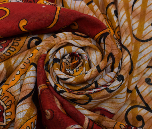 Sushila Vintage Multi-Color Saree Pure Cotton Printed Floral Soft Craft Fabric