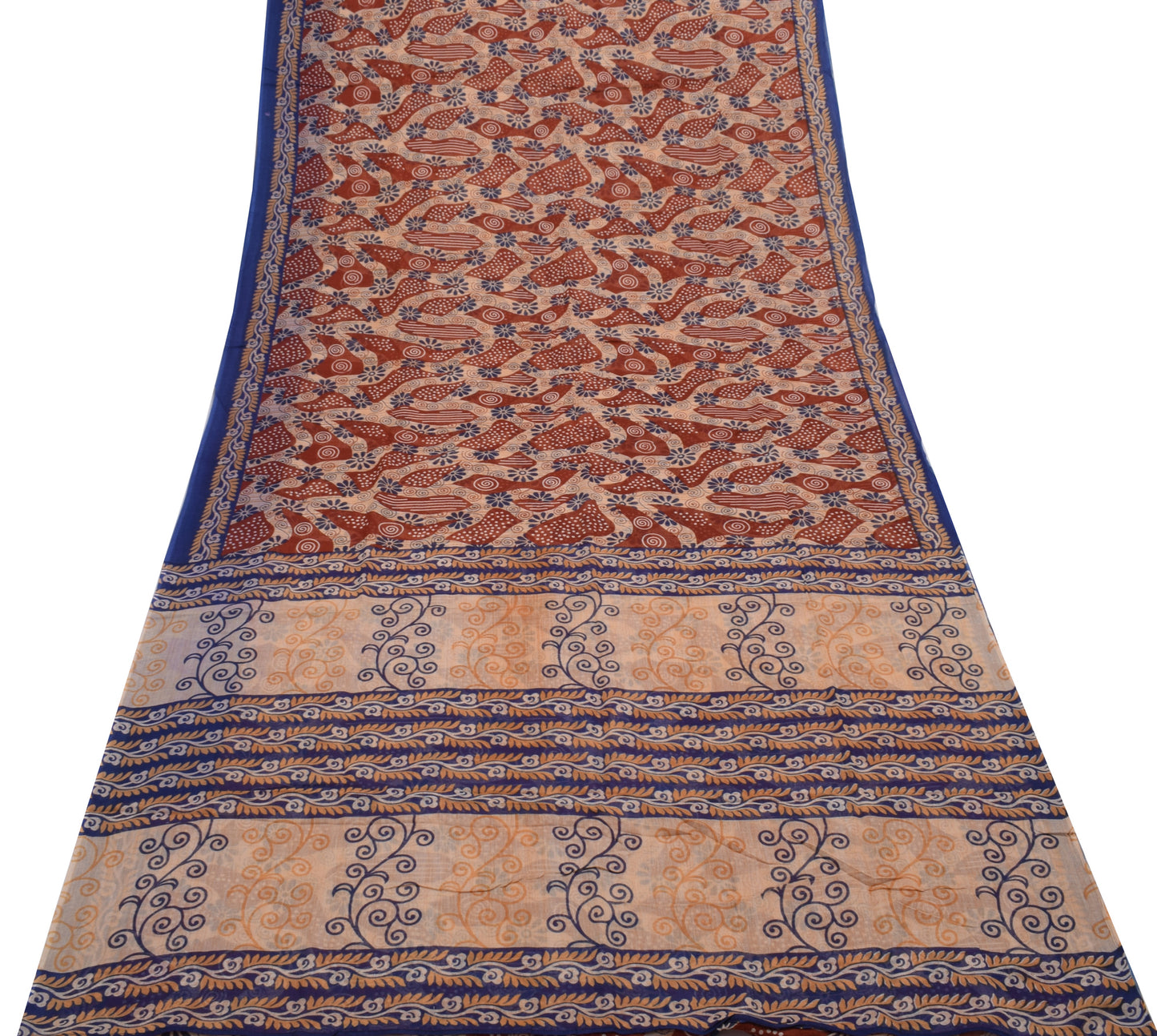 Sushila Vintage Indian Saree 100% Pure Cotton Printed Floral Soft Craft Fabric
