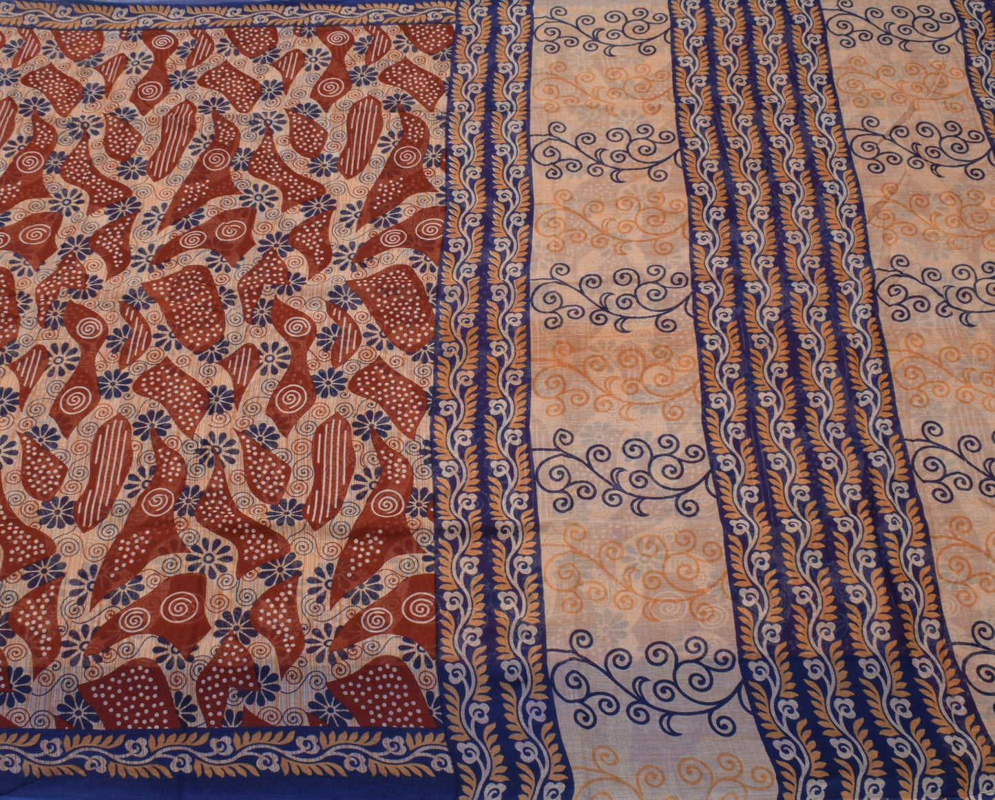 Sushila Vintage Indian Saree 100% Pure Cotton Printed Floral Soft Craft Fabric