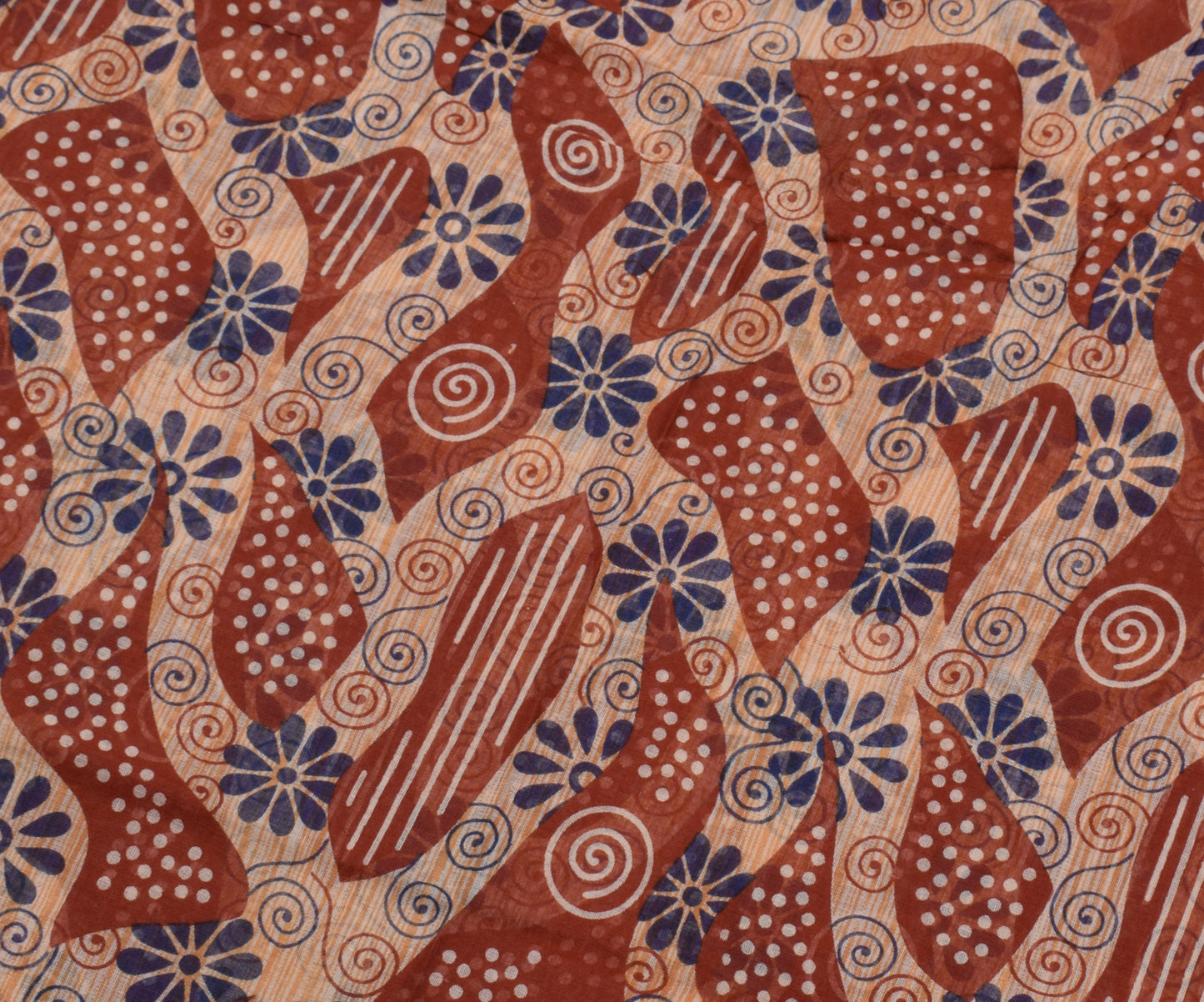Sushila Vintage Indian Saree 100% Pure Cotton Printed Floral Soft Craft Fabric