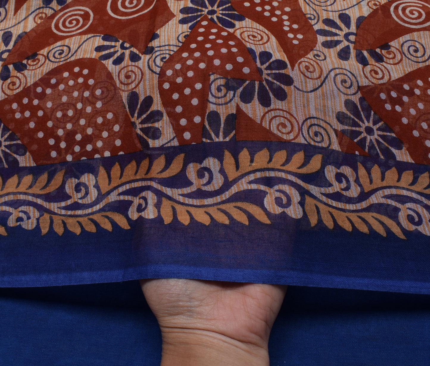 Sushila Vintage Indian Saree 100% Pure Cotton Printed Floral Soft Craft Fabric
