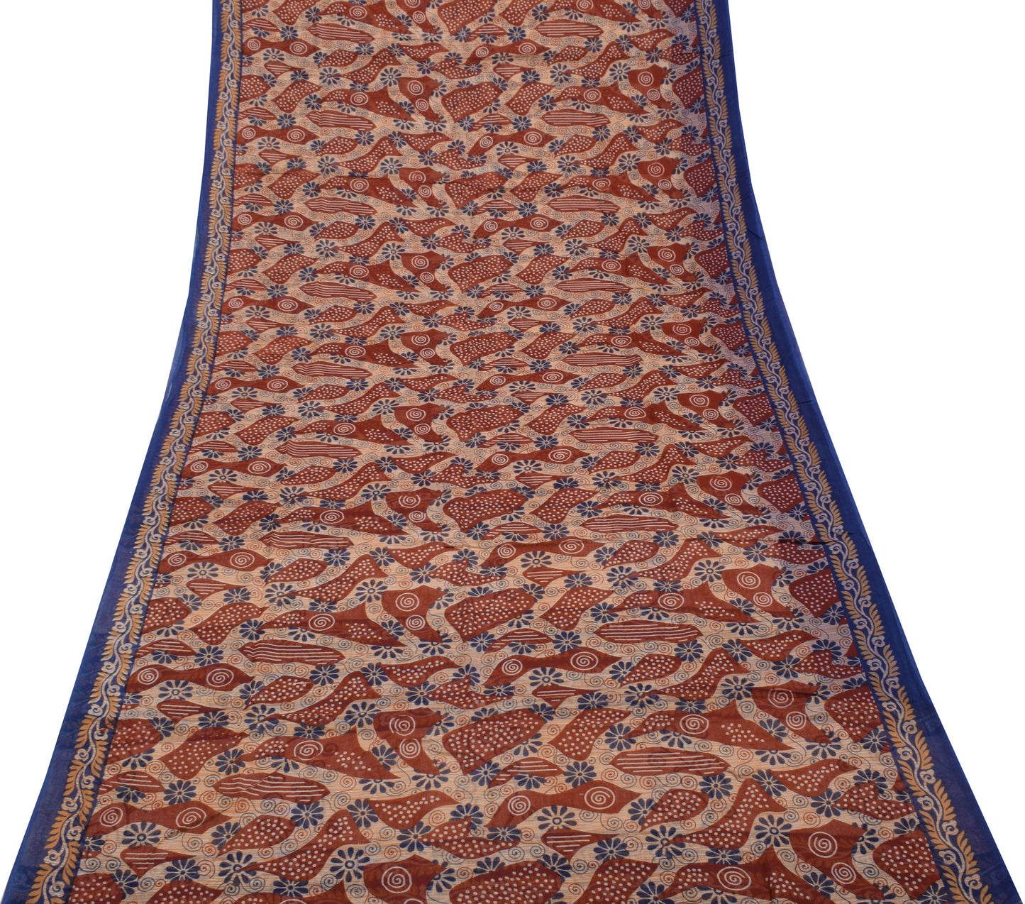Sushila Vintage Indian Saree 100% Pure Cotton Printed Floral Soft Craft Fabric