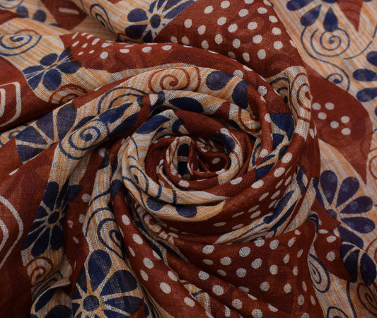 Sushila Vintage Indian Saree 100% Pure Cotton Printed Floral Soft Craft Fabric