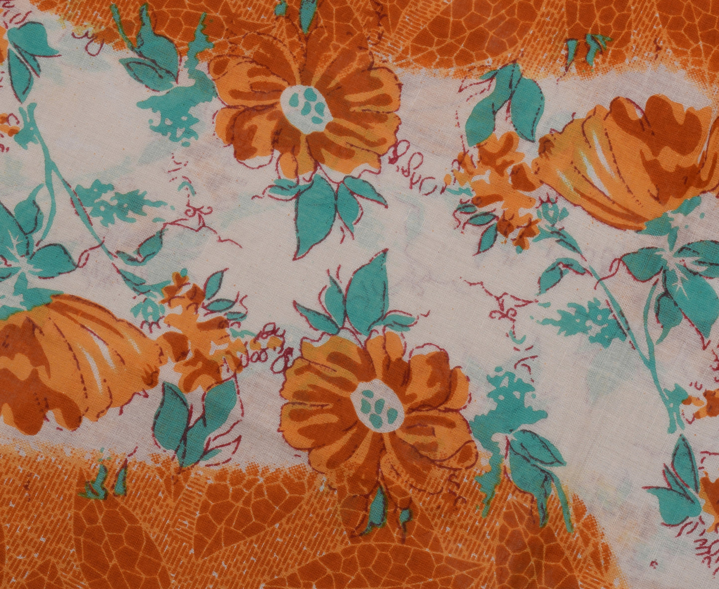 Sushila Vintage Mustard Saree 100% Pure Cotton Printed Floral Soft Craft Fabric