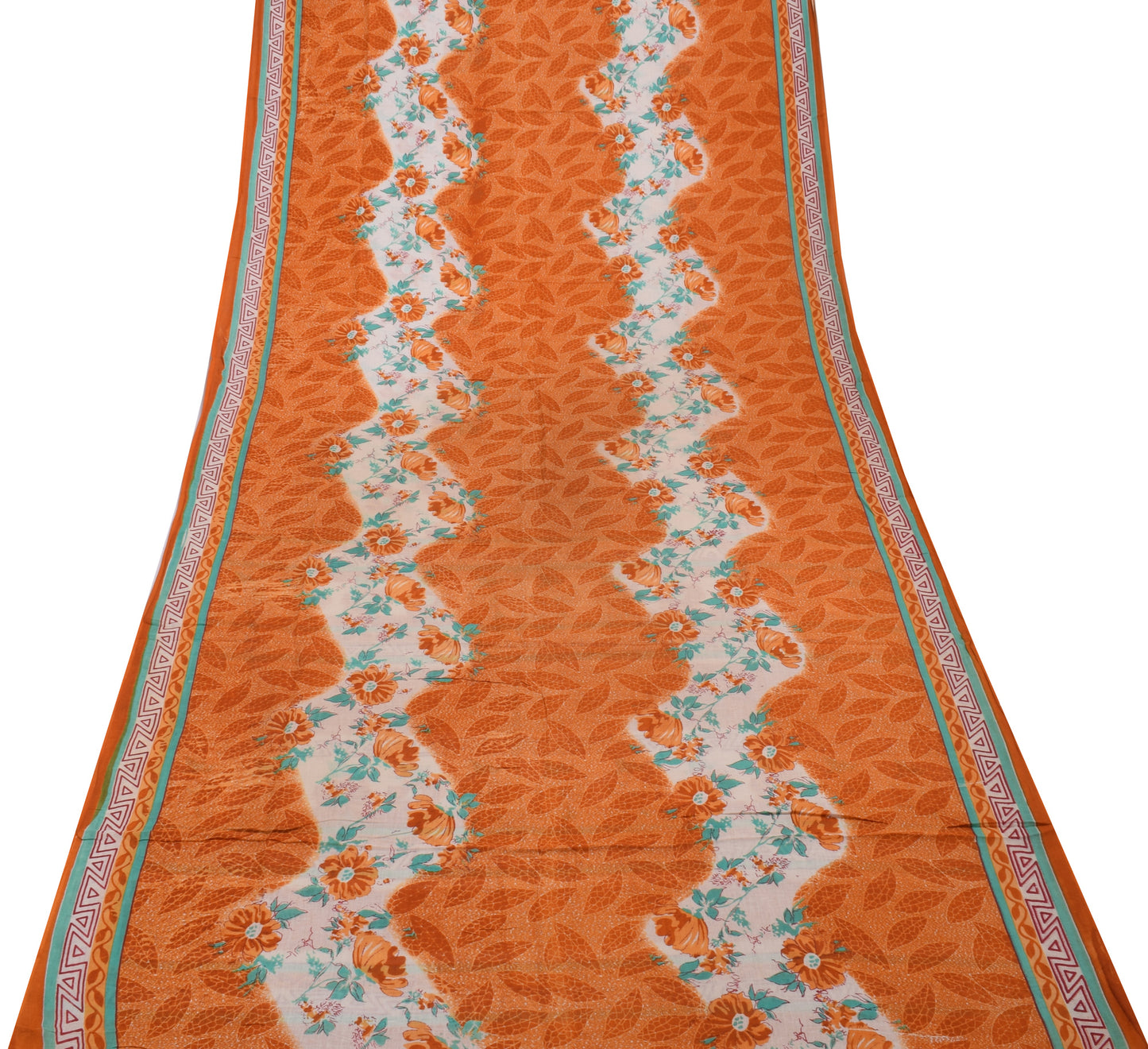 Sushila Vintage Mustard Saree 100% Pure Cotton Printed Floral Soft Craft Fabric